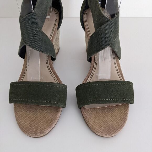 Splendid Green Suede Espadrilles Wedge Sandals Women's 8.5 - Picture 3 of 10